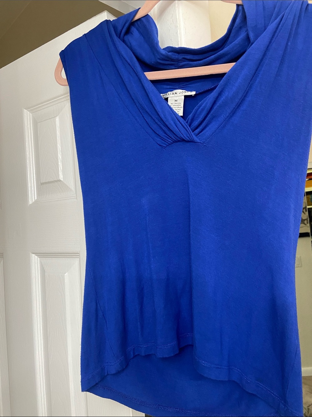 Cobalt Blue Draped V-Neck Tank Top